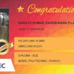 Sarath Kumar Sasidharan Pillai Placed Successfully Quality Engineer