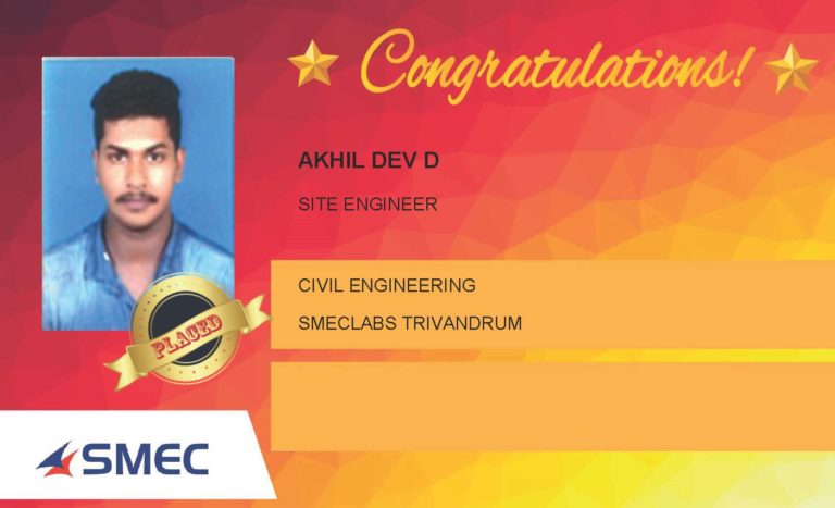 Akhil Dev D Placed Successfully Site Engineer