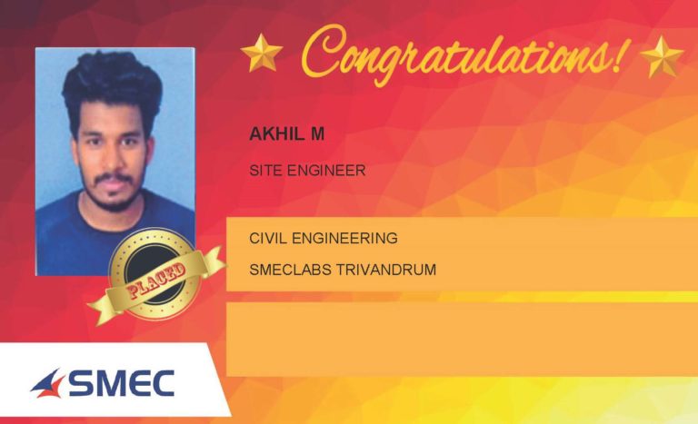 Akhil M Placed Successfully Site Engineer