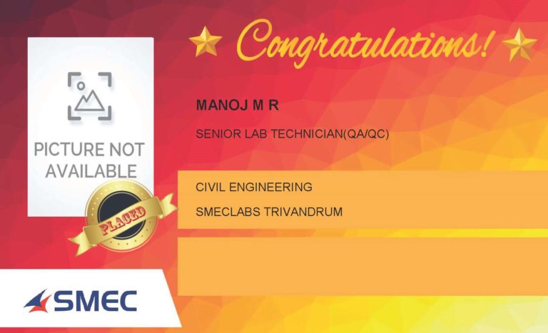 Manoj M R Placed Successfully Senior Lab Technician (QA/QC)