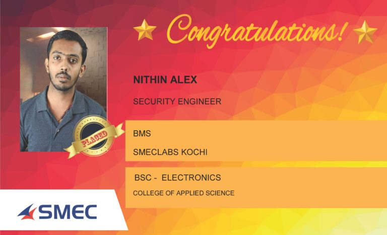 Nithin Alex Placed Successfully Security Engineer