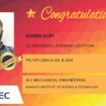 Aswin Gopi Placed Successfully QC Engineer