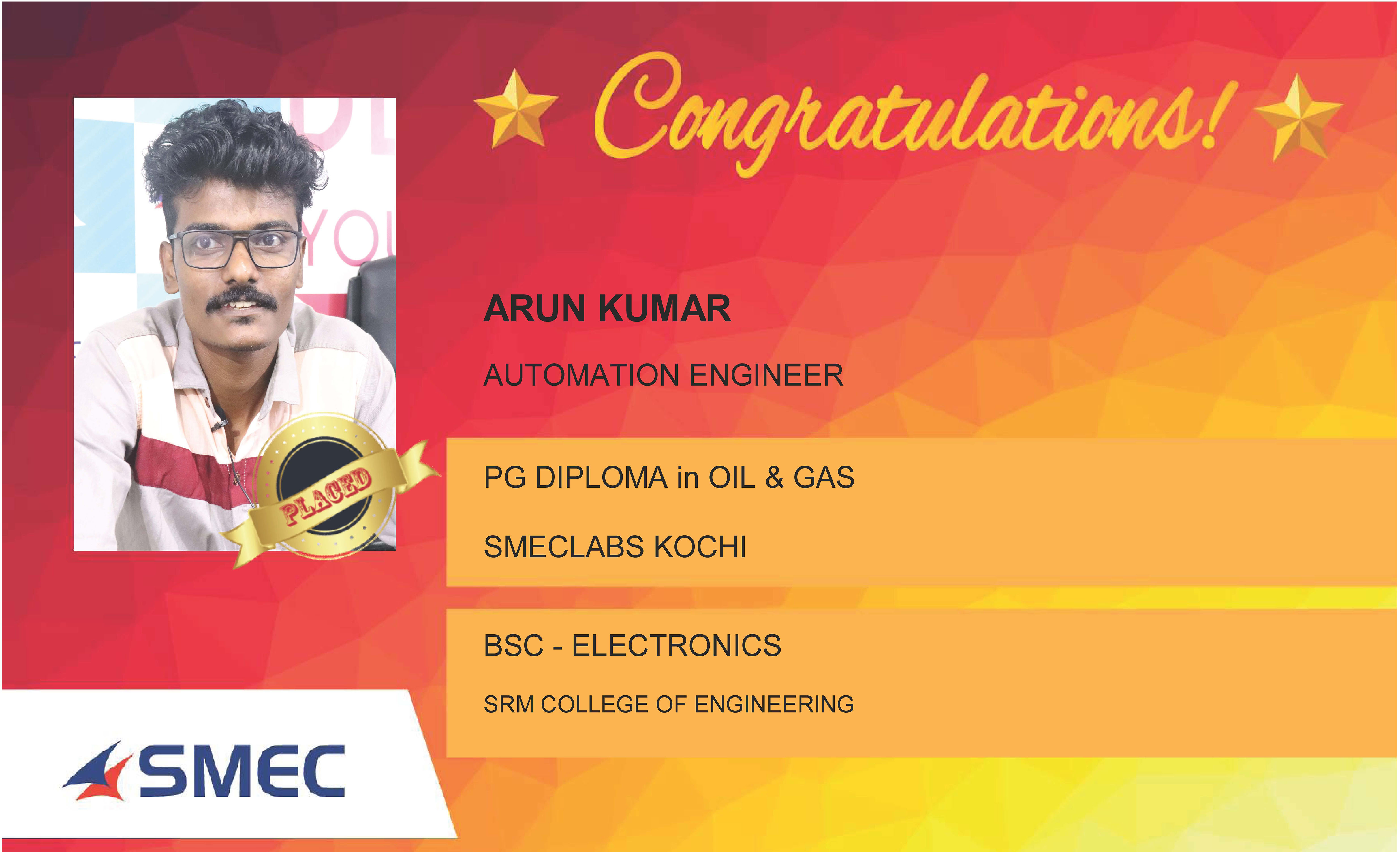 Arun Kumar Placed Successfully Network Engineer