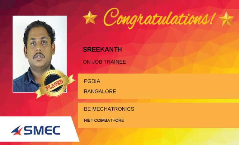Sreekanth Placed Successfully On Job Trainee