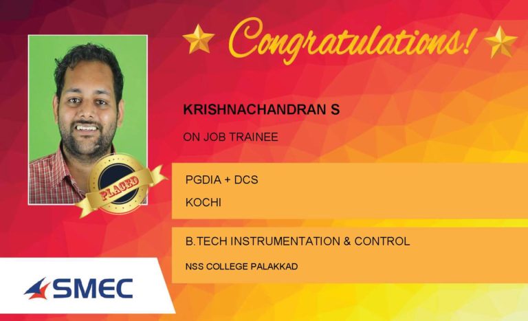 Krishnachandran S Placed Successfully On Job Trainee