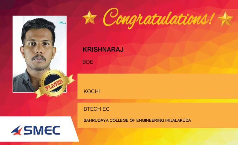 Krishnaraj Placed Successfully BDE