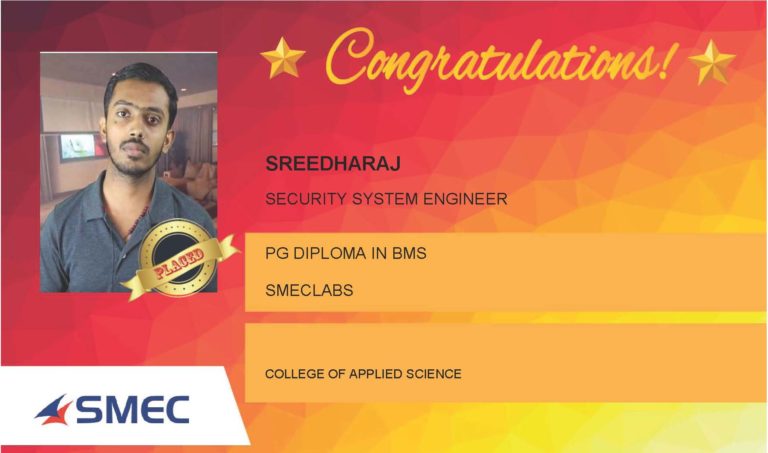 Sreedharaj Placed Successfully Security System Engineer