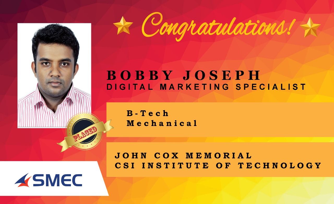 Bobby Joseph Placed Successfully Digital Marketing Specialist
