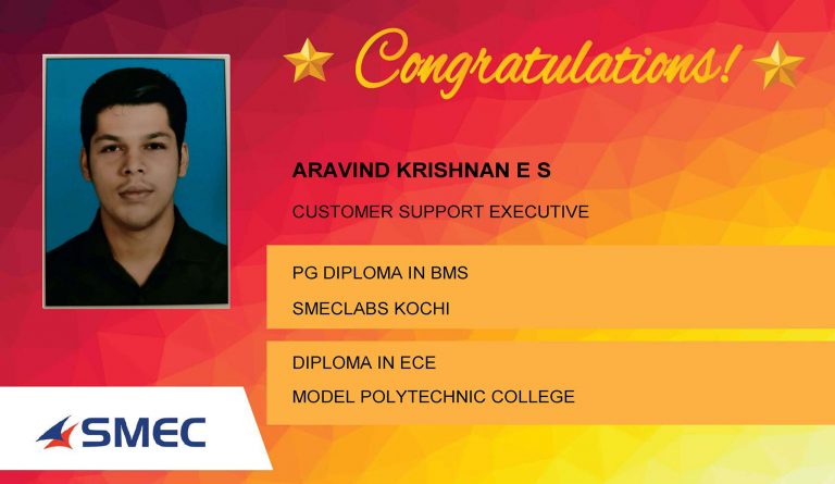 Aravind Krishnan E S Placed Successfully Customer Support Executive