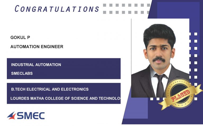 Gokul P Placed Successfully as Automation Engineer
