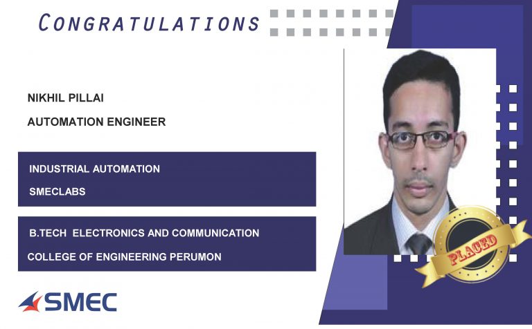 Nikhil Pillai Successfully Placed as Automation Engineer