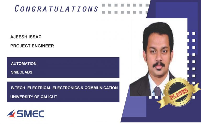 Ajeesh Issac Placed as Project Engineer