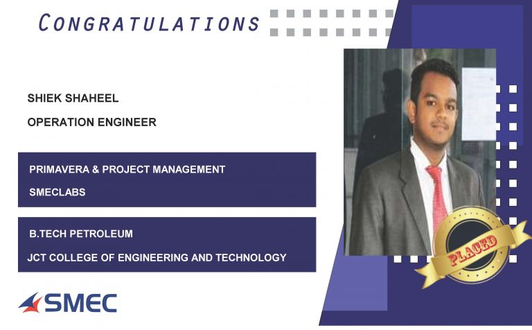 Shiek Shaheel Placed Successfully as Operational Engineer