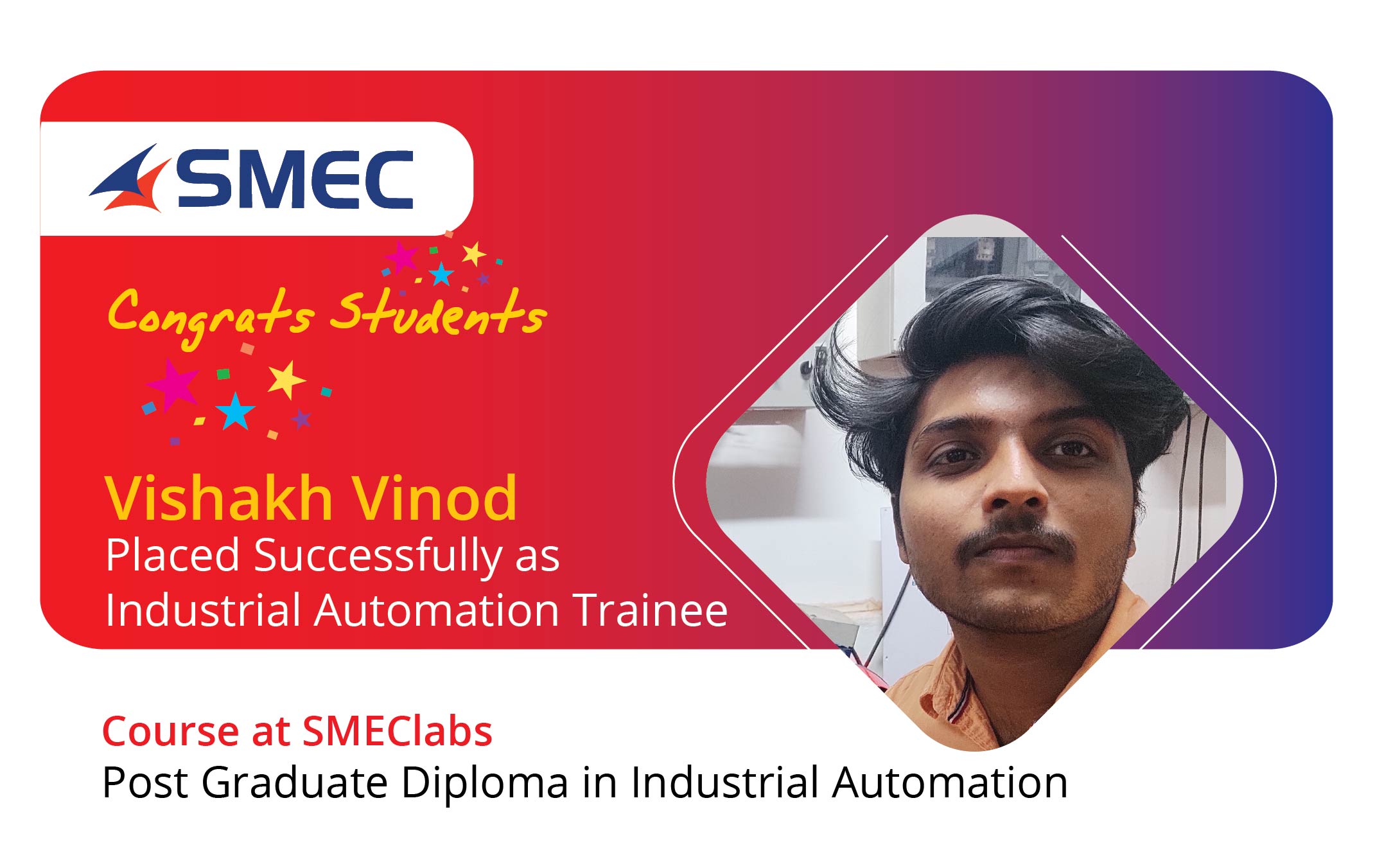 SMEC placed successfully as Industrial Automation Trainee