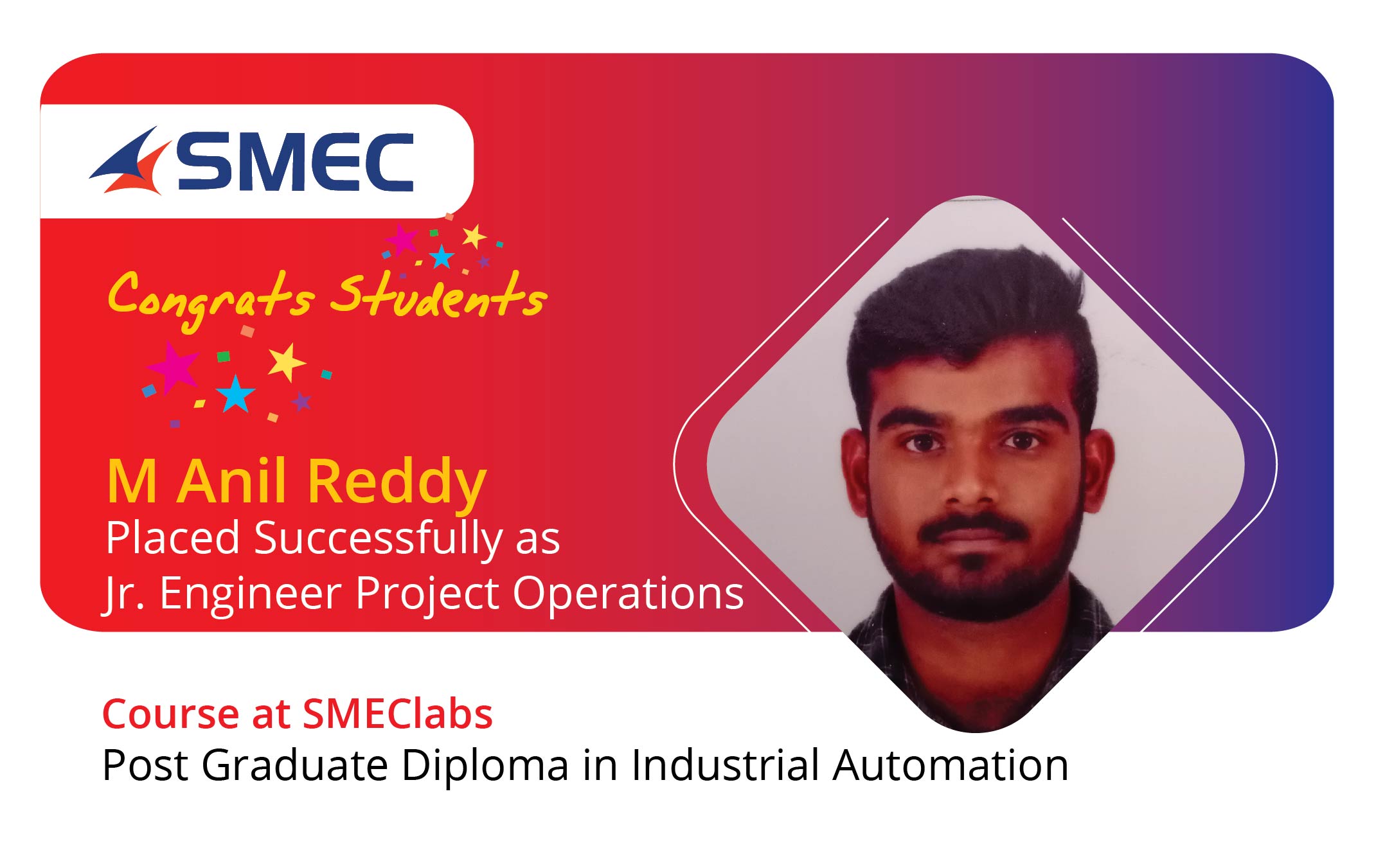 M Anil Reddy - PGDIA - Diploma EEE - Schneider Electric - Jr Technician-operations